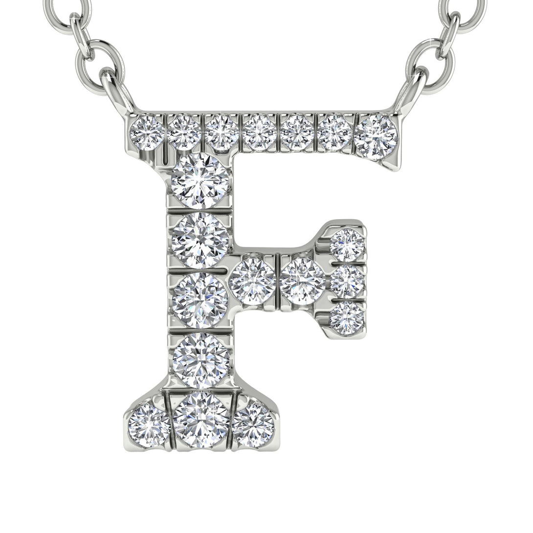 Diamond Gold Initial Necklace - F